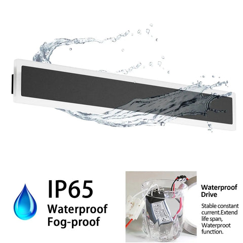 Aipsun 2 Packs Outdoor Wall Sconce, 3000K 4000K 6000K, 23.6in Modern Black exterior light with IP65 waterproof features.