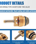AC Retrofit Valve Kit Pack Of 16 For Refrigeration Systems With Port Seal Covers And Valve Core Seats, gold shortcore tire valve detail