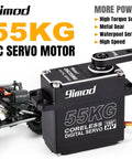 Beefy 55Kg High Torque Servo With Coreless Motor, High Speed HV 8.4V Waterproof Crawler Servo displayed next to RC vehicle