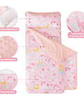 Pink Princess Toddler Nap Mat For Preschool Girls With Removable Blanket And Pillow Unicorn Castle Pattern Slumber Bag