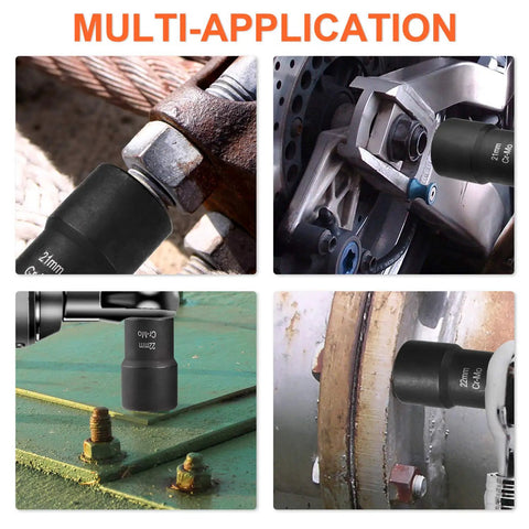 Lug Nut Removal Kit For Stripped And Frozen Bolts With Half Inch Drive 5 Piece Wheel Lock Removal Set in use on various bolts