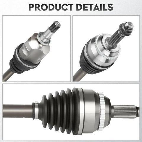 Toyota Corolla Front CV Axle Shaft Assembly Set For 2003 To 2008 1 8L Auto Trans Only Left And Right Pair Driver And Passenger Side Replacement 2 Pack Built Tough, close-up metal CV axle shafts