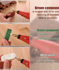Image showing three types of compounds used with a rotary tool from the 140 Piece Polishing Kit for Rotary Tools With One Eighth Inch Shank Includes Buffing Wheels and Polishing Compounds for Metal Wood Jewelry Resin Glass and More A Dope All In One Setup For DIY Projects.