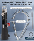 Heavy Duty Electric Drill Adapter For Automatic Chain Nailing Adjustable Screw Depth Woodworking Setup Slays Drywall Boards On Lumber Projects Without Breaking A Sweat, featuring premium aluminum construction and adjustable length.