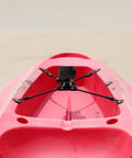 Backstop Chain Link Fence Camera Mount for GoPro iPhone Mevo on red kayak on beach, ideal for sports recording.