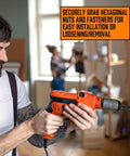 Ultimate 21 Piece Magnetic Nut Driver Set With Impact Socket Adapter Kit Bringing Heavy Duty Power Tools To Your Shop Featuring SAE Metric Power Drivers And Bit Holders In A Durable Red Case For Serious Mechanics Who Need High Torque Precision, orange drill driver