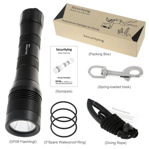 Waterproof Scuba Diving Flashlight With 1050 Lumens, Focused 9 Degree Beam, Deep Water 150m Rating, IPX8 Underwater Light set