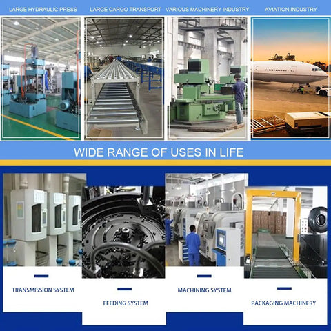 Various machinery and systems including hydraulic press, conveyor and aviation industry applications in a workshop setting.