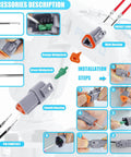 DT Series 685 Piece Connector Kit with installation steps for 2 3 4 6 8 12 pin gray housings, contacts, and wedge locks.