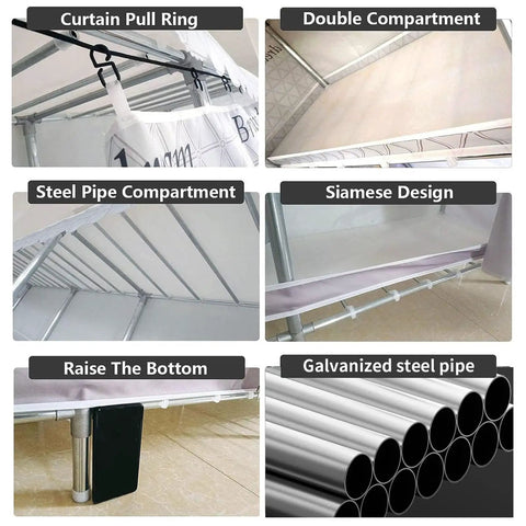 Hella Spacious Portable Wardrobe Closet With Slick Protective Fabric Cover And Sturdy Dual Hanging Rods Plus Generous Storage Shelves For Bulk Clothing And Smart Room Organization showing steel pipe components and design.