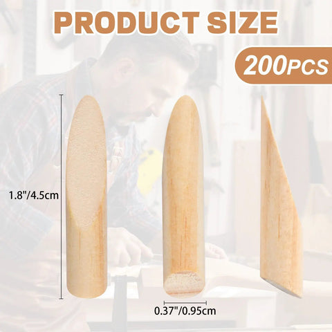 200 Pack Solid Wood Pocket Hole Plugs For Woodworking Jig Pine Plugs For Three Eighths Inch Holes size dimensions view