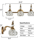 Vintage Brass Vanity Light Fixtures For Bathroom Lighting Retro Brass Vanity Sconces with specifications and dimensions