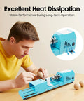 Young man using ZephPerton 96 Watt Mini Lathe Machine With Pure Copper Motor for shaping wood projects.