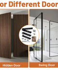 Image showing Hidden Pivot Hinge Kit For Secret Bookcase Doors With Smooth 360 Degree Rotation Heavy Duty Hardware Supports Up To 330 Lb Two Pack Black Stainless Steel for hidden and swing doors.