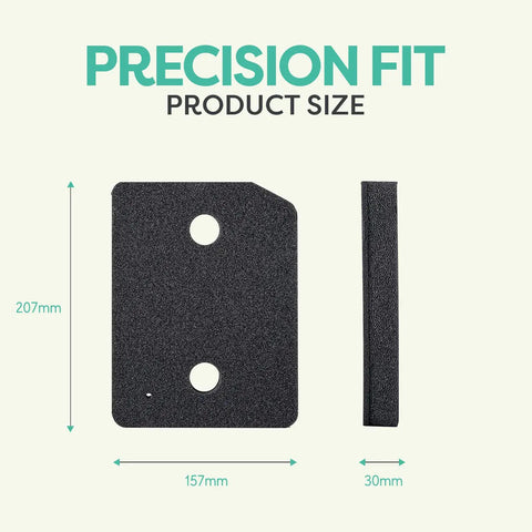 Toe Kick Plinth Filter Replacement For T1 Dryers 9164761 By JASCODE Lint Foam Filter Pack shown with dimensions 207mm x 157mm x 30mm