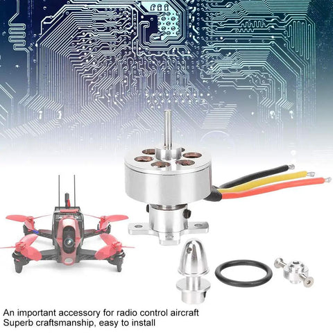 RC Brushless Motor 1700KV for Fixed Wing Planes Lightweight Replacement Part with accessories on circuit background