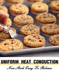 Pro Level Pure Aluminum Baking Sheet Pan Set No Coating Warp Resistant Half Sheet Pan Large Thick Cookie Sheet Tray with cookies
