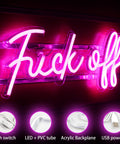 Pink USB Neon That Says Fuck Off Bright Wall Light for Bedroom Game Room Bar or Office, LED sign with USB and switch