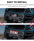 Vintage Americana Flag License Plate Cover For Front Car Decor With Distressed Retro Look And USA Flag Vibe installed on vehicle