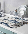 Blue Tuna Oil Painting Dish Drying Mat 18 X 24 Inches Absorbent Microfiber Kitchen Counter Pad under dish rack