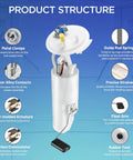 Diagram of Fuel Pump Module Assembly For Chrysler Town And Country Voyager Caravan Grand Caravan 2001 2002 2003 3 3L 3 8L V6 And 2 4L 3 3L L4 Replacement Replaces E7144M 5018873AA 5096149AB 9533037 showing components like metal clamps and guide rod springs