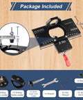 Concealed Cabinet Hinge Jig With Quick Clamp And Dust Vacuum Adapter, 35mm Door Hinge Locator For Woodworking And Cabinet Mounting, Rugged Aluminum Build For Clean And Precise Holes And Easy DIY Installations, includes measuring guide and accessories as shown in package contents.