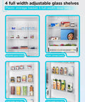 Spacious 21.2 Cubic Foot Convertible Stand Up Freezer And Refrigerator With Built In Frost Free Cooling Clear Glass Shelves and storage bins.