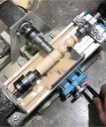 SiCWedIm Bench Drill Precision DIY Wood Beads Lathe 400W High Speed Micro Metal Turning Machine setup showing wood shaping in action.