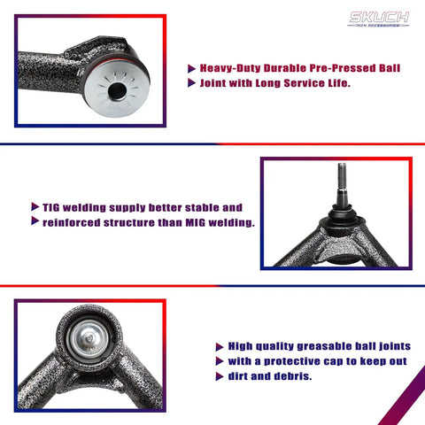 Two To Four Inch Front Upper Control Arm Lift Kit For 2007 To 2018 Chevy Silverado And GMC Sierra 1500, Suburban 1500, Tahoe Yukon XL, And Cadillac Escalade ESV With Factory Forged Steel Arms Only, ball joint close-up