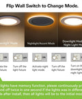 Super Slim 6 Inch LED Recessed Ceiling Lights With Night Light Mode controls diagram showing modes and switch instructions