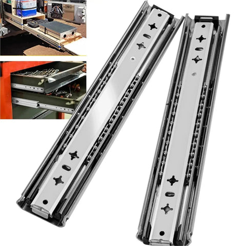 Heavy Duty 260 Lb Locking Drawer Slides With Full Extension And Ball Bearing Rollers For Smooth, Quiet Operation In Cabinets, Chests, Or Tool Drawers Everyday Use, steel pair