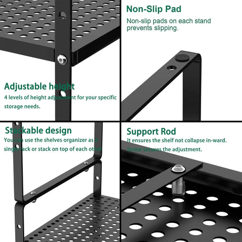 Expandable Cabinet Storage Shelf Organizer Rack Built Tough And A Real Workhorse Heavy Duty Steel Stackable, black features and design
