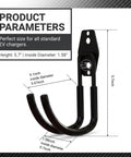 Heavy Duty EV Charger Wall Mount Cuts The Clutter And Secures Charging Cables For Totally Hassle Free Indoor Or Garage Storage Setup Iron J Hook Holder with product dimensions.