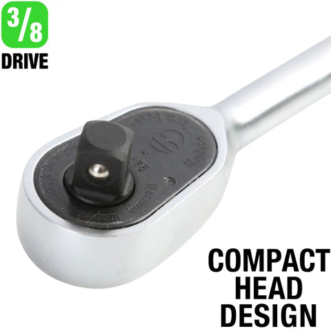 8 Inch 3/8 Inch Drive Ratchet With Standard Handle, Reversible One Hand Operation, Sealed Head Keeps Dirt Out, Compact Low Profile Head