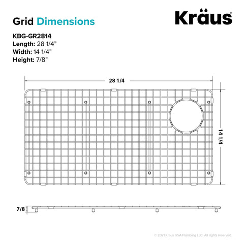 Bellucci Series Stainless Steel Kitchen Sink Bottom Grid With Soft Rubber Bumpers For 33 Inch Sink Protects Surface From Scratches And Breakage Heavy Duty Rust Resistant Grid For Granite Composite Sinks with dimensions 28 1/4 x 14 1/4 inches.