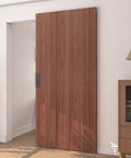 Concealed Sliding Barn Door Kit With Soft Close Hardware, 40x86 Inches, Brown Hidden Door for Opening 32-36x84 installed in living room