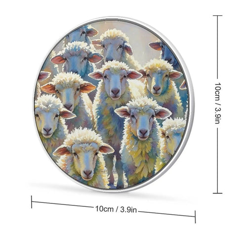 10W Fast Wireless Charger Pad Slim Portable Charging Station For Phone with sheep pattern design, 10cm diameter