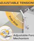 2 Pack Heavy Duty Lid Support Hinges With 110 Degree Free Stop, Tension Adjustable, installed on cabinet showing adjustable tension features.