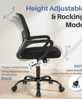 Side view of ergonomic Go-To home office desk chair with lumbar support, height adjustable, rocking mode, showing adjustments and swivel base.