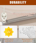2 Pack Bungee Replacement Kit For Outdoor Sun Shades And Roller Blinds, focus on white bungee cord clip with durability text.