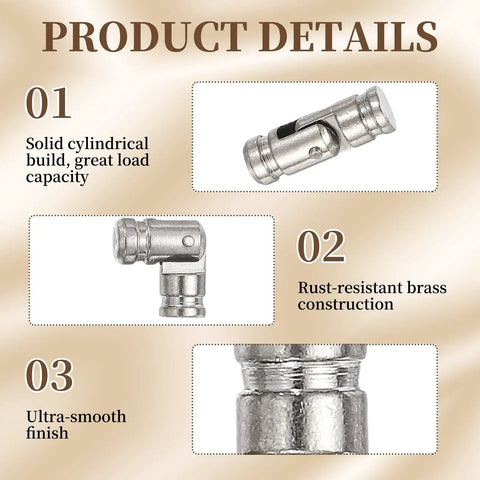 Dope 20 Pack Brass Barrel Hinges with silver finish showcasing solid cylindrical build and rust-resistant construction