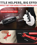 Pro Grade 4 In 1 PTFE Hose Tool For Fuel Lines Reaming And Separating Straightens Ends And Guides Ferrule On Braided Fuel Hose 4AN 6AN 8AN 10AN With 6AN Fitting Wrench For Leak Free Install shown with dimensions