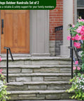 Heavy Duty Wrought Iron Stair Railing Handrails For Outdoor Steps Single Post Design With Black Powder Coat Finish built tough for outdoor steps.