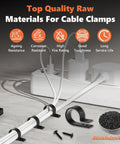 Heavy Duty Cable Clamps Kit With 292 Pieces, 6 Sizes From 3/16 To 1 Inch, PA66 Nylon R-Type Clips securing cables