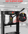 12-Ton Hydraulic Shop Press With H-Frame Floor Standing Bearing Press for garage and metalworking, close-up of safety valve
