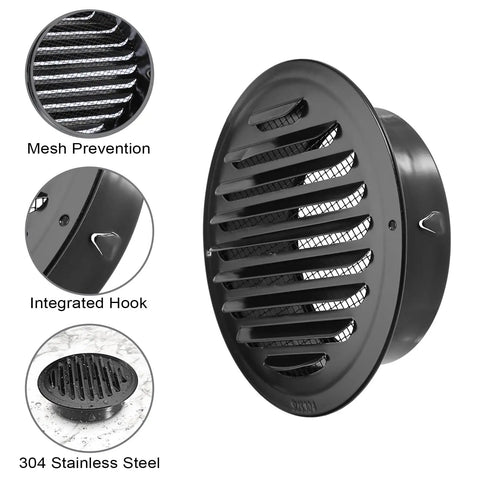6 Inch Stainless Steel Round Air Vent Cover With Built In Fine Mesh For Soffit Exhaust Ventilation In Kitchen Bathroom Garage Office And Warehouse Use Durable And Easy To Install