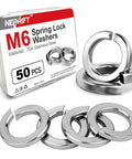 M6 Stainless Steel Split Lock Washers 50 Pack, Tough Anti Loosening Spring Gaskets for Bolts Nuts and Screws, Precise 6mm Inner Diameter