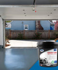 Clear High Gloss Garage Floor Urethane Sealant With Premixed Slip Resistant Grit For Hella Grippy Floors Non Yellowing Peel Safe Formula Ready To Roll Covers Up To Two Hundred Square Feet One Gallon Size in garage setting.