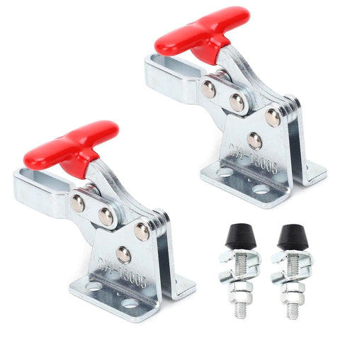 Heavy Duty Quick Release Clamp For Woodworking And Metalworking Hold Down Toggle Clamp Kit 2 Pcs With Horizontal And Elbow Fixtures