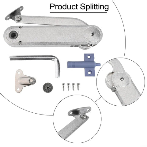 Built Tough Heavy Duty Cabinet Lid Hinge With Gas Spring Adjustable 75 90 100 Degree Angles components displayed